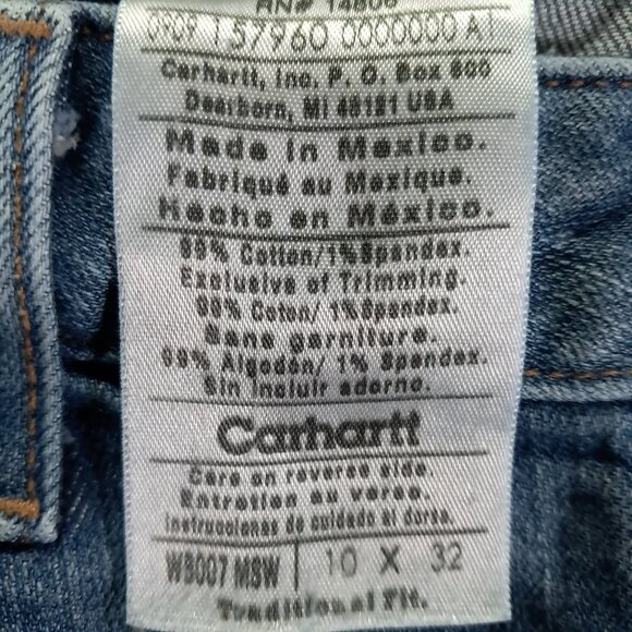 Carhartt Jean Women 32x32, Tag 10x32 Blue Denim Traditional Fit Stretch WB007 - Picture 11 of 11